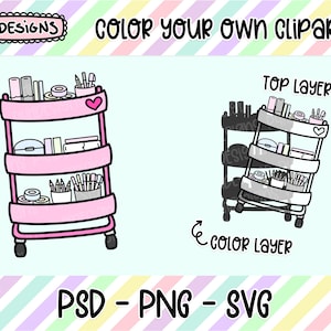 Planner Cart clipart, GELAAGDE, doodle clipart, kan worden gekleurd, commercieel gebruik, hand getrokken, planner illustraties, planner pictogrammen, digitale