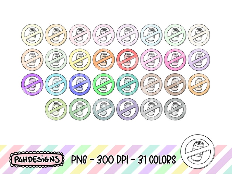 No Soda Clipart Doodle Clipart Multicolor Commercial Use Etsy