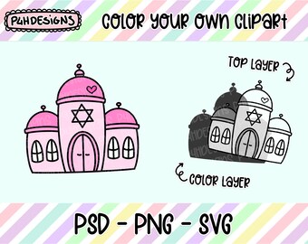 Temple Clipart, LAYERED, Doodle Clipart, Can Be Colored, Commercial Use, Hand Drawn, Planner Clip art, Planner Icons, Digital