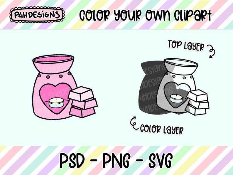 Wax Burner Clipart LAYERED Doodle Clipart Puede ser Etsy