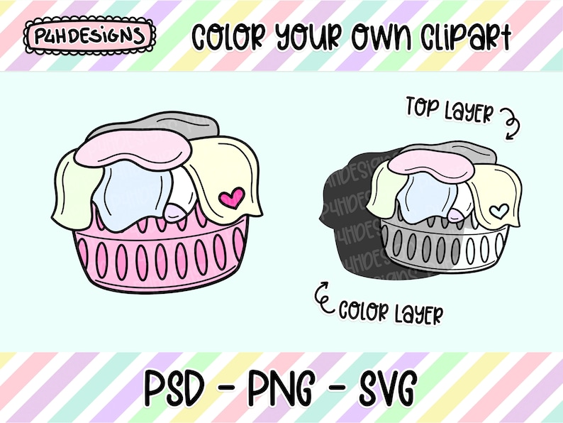 Planner Clip art Digital Can Be Colored Doodle Clipart Laundry Basket Clipart Commercial Use LAYERED Hand Drawn Planner Icons