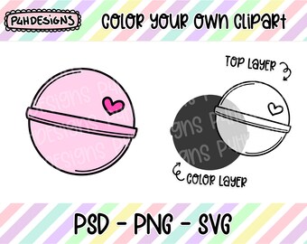 Bath Bomb Clipart, LAYERED, Doodle Clipart, Can Be Colored, Commercial Use, Hand Drawn, Planner Clipart, Planner Icons, Digital