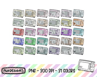 Microwave Clipart, Doodle Clipart, Multicolor, Commercial Use, Hand Drawn, Planner Clipart, Planner Icons