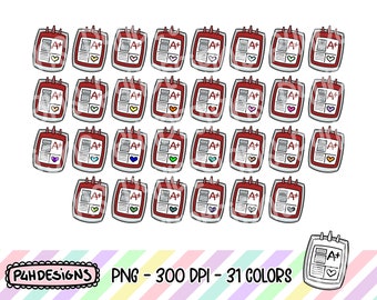 Blood Bag Clipart, Doodle Clipart, Multicolor, Commercial Use, Hand Drawn, Planner Clipart, Planner Icons