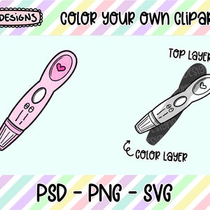 Pregnancy Test Clipart, LAYERED, Doodle Clipart, Can Be Colored, Commercial Use, Hand Drawn, Planner Clip art, Planner Icons, Digital