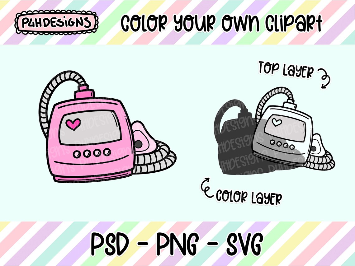 Cpap Use Icon CPAP Machine Clipart, LAYERED, Doodle Clipart, Can Be Colored ...