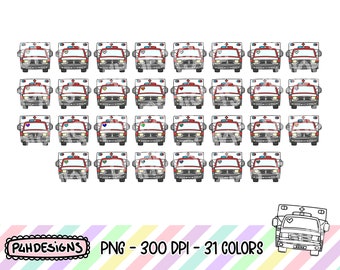 Ambulance Clipart, Doodle Clipart, Multicolor, Commercial Use, Hand Drawn, Planner Clipart, Planner Icons