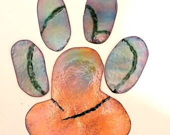 Dog Paws Made of Glass Enamel. Wall Decor for Dog Lovers. Vitreous Enamel 10.54&quot; * 10.54&quot; Heart on the paw