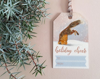 Watercolor Fox Christmas Gift Tags | Snowy Winter Holiday Cheer (Digital Download)