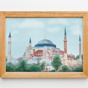 Hagia Sophia // Printable Wall Art - Architectural Drawing - Istanbul Poster - Above Couch Wall Decor - Digital Download - Wall Printables