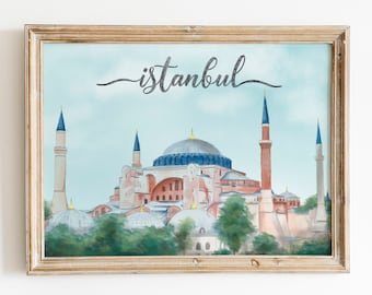 Dibujo de Santa Sofía – Lámina artística de un monumento emblemático de Estambul (obra de arte digital)