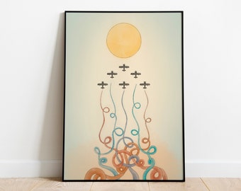 Lámina de avión retro – Arte infantil de los años 70 (Descarga digital)