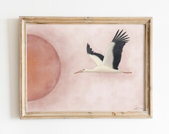 Stork Wall Art Print – 70s Retro Home Decor (Downloadable)