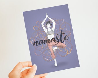 Carte imprimable // Yoga Greeting Card - Namaste Card - Yoga Poses - Mindfulness Card Yoga Teacher Card - Yoga Lover - Carte téléchargeable
