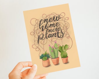 New House Card // Downloadable Card - Happy New Home Card - Plant Lover Card - Instant Download - House Warming Card