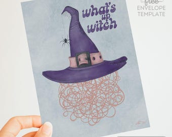 Funny Witch Hat Halloween Card – Printable Spooky Season Greeting (Digital Download)