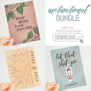 Pacchetto di biglietti motivazionali stampabili // 3 cartoline con citazioni digitali – Yoga, crescita e positività – Decorazione murale – Download immediato con busta