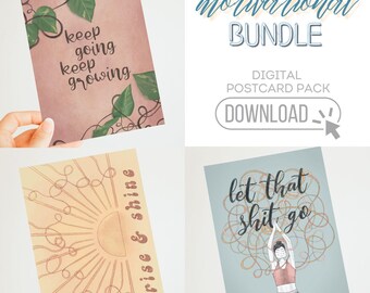 Motivational Quote Postcard Bundle – Yoga, Growth Art (Digital Download)