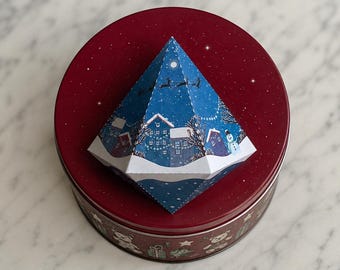 Printable Christmas Village Ornament Treat Box (PDF Download)