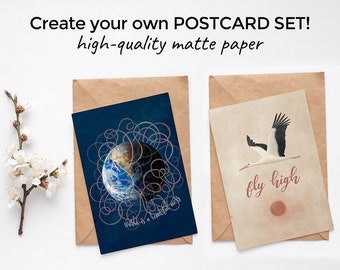 Create Your Own Postcard Set // İllustrated Postcard Pack - Boho Postcard Bundle - Mini Print Set - Mix and Match - Inspiring Postcards