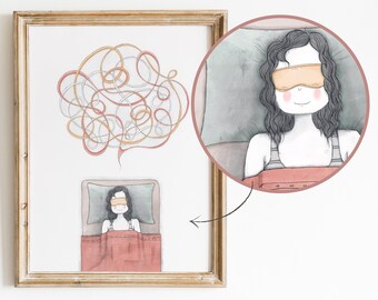 Sleeping Girl Art Print – Cozy Bedroom Wall Decor (Digital Download)