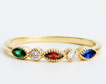 Mothers Ring Personalized Birthstone Jewelry Christmas Gifts for Women
