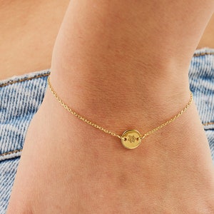 14k Gold Birth Flower Bracelet / Personalized Jewelry / Handmade Jewelry / Personalized Gift For Her Birthday / Bridesmaid Gifts image 1