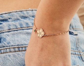 Benutzerdefinierte Armband mit Blume, personalisiertes Geschenk für sie, handgemachter Schmuck - Birthstone Armband