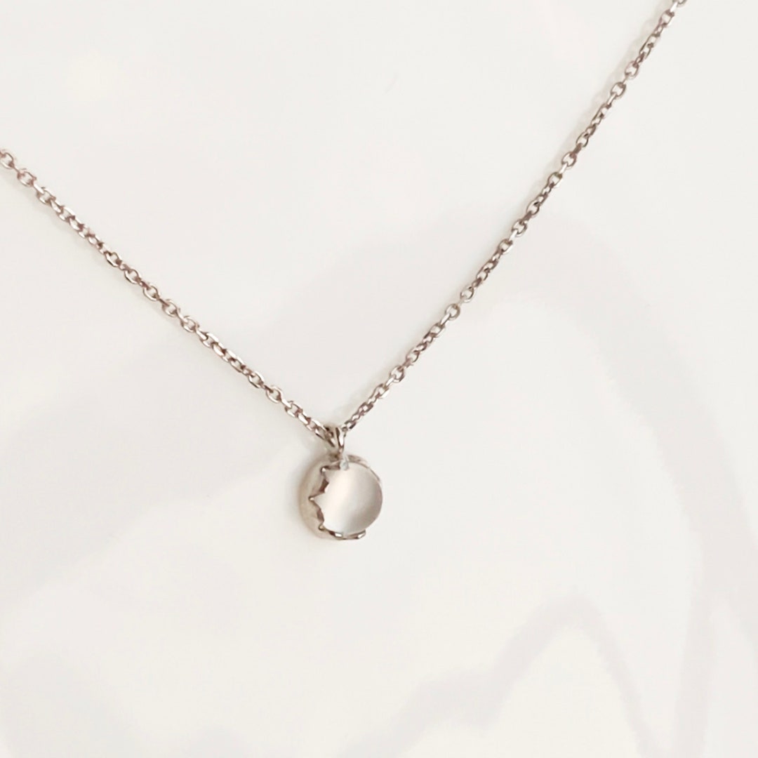 14k White Gold Moonstone Necklace / Moonstone Jewelry / - Etsy