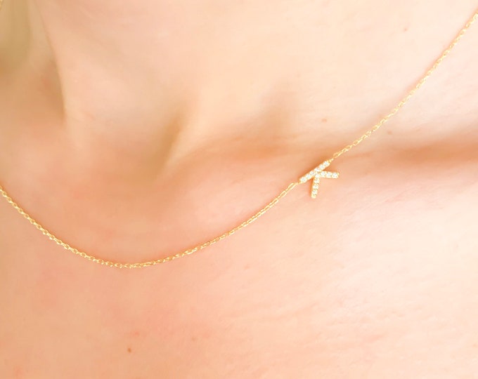 14k Solid Yellow Gold Necklace / Personalized Necklace / Initial Necklace / Necklaces for Women/ Personalized Gift /Christmas Gifts for Her