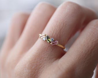 Mothers Ring 2, 3, 4, 5 Birthstone Ring Gold, Mothers Day Gift, Personalized Birthstone Jewelry Gift