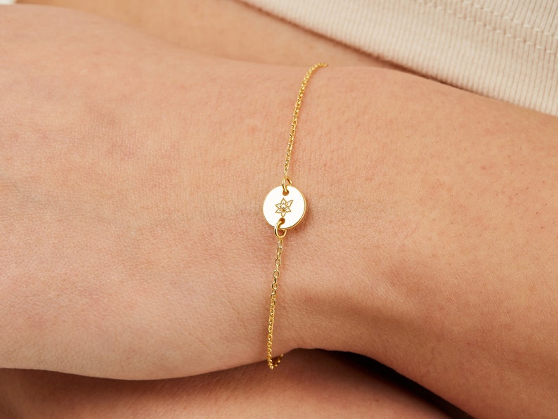 14k Gold Birth Flower Bracelet / Personalized Jewelry / Handmade Jewelry / Personalized Gift For Her Birthday / Bridesmaid Gifts image 2