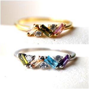 Gold Filled Silber Mütter Birthstone Ring mit 2, 3, 4, 5, 6 Stein, Muttertagsgeschenk