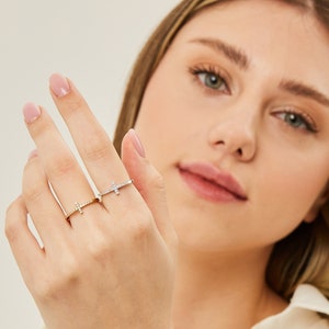 14K Gold Cross Ring, Dainty Gold Ring, Handmade Jewelry, Minimalist Ring, Rings for Women Gold, Diamond Ring. image 5