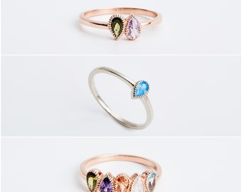 Mothers Ring 14k Gold , Birthstone Ring for Mom, Personalized Jewelry, Birthstone Jewelry , Handmade Jewelry Handmade Gift for Her