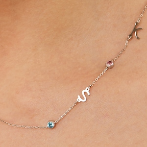 Personalized Initial Birthstone Necklace /  Personalized Handmade Jewelry Gifts for Mom / Dainty Gold Necklace / Necklaces for Women