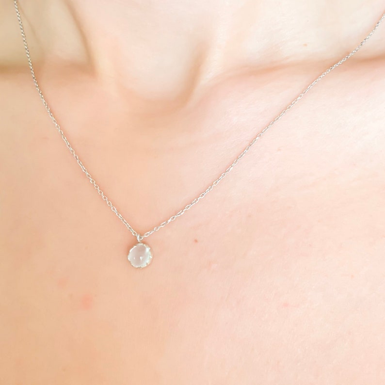 14k White Gold Moonstone Necklace / Moonstone Jewelry / Sterling Silver Necklace / Dainty necklace / Necklaces for Women / Gifts For Her image 8
