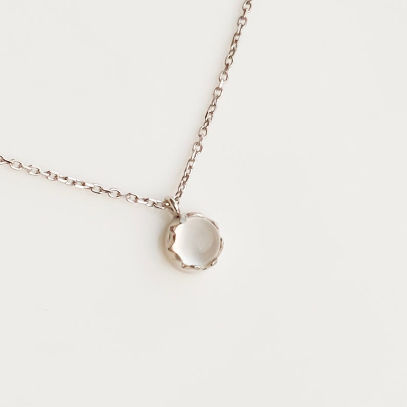 14k White Gold Moonstone Necklace / Moonstone Jewelry / Sterling Silver Necklace / Dainty necklace / Necklaces for Women / Gifts For Her image 2