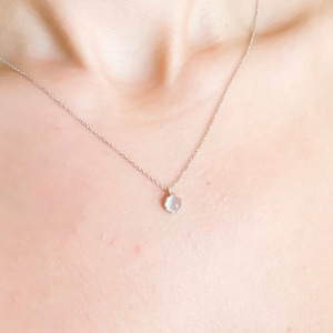 14k White Gold Moonstone Necklace / Moonstone Jewelry / Sterling Silver Necklace / Dainty necklace / Necklaces for Women / Gifts For Her image 4