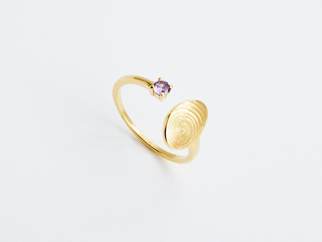 Custom Actual Fingerprint Rings - Birthstone Ring and Initial Ring ...