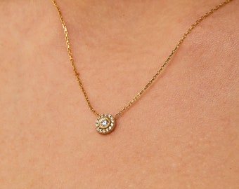 Dainty Diamond Necklace / 14k Gold Necklace / Minimalist Jewelry / Necklaces for Women
