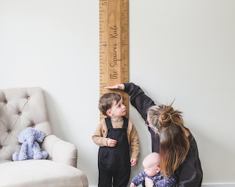 Wooden Height Chart Ruler Walnut finish - Personalised - Free UK Delivery