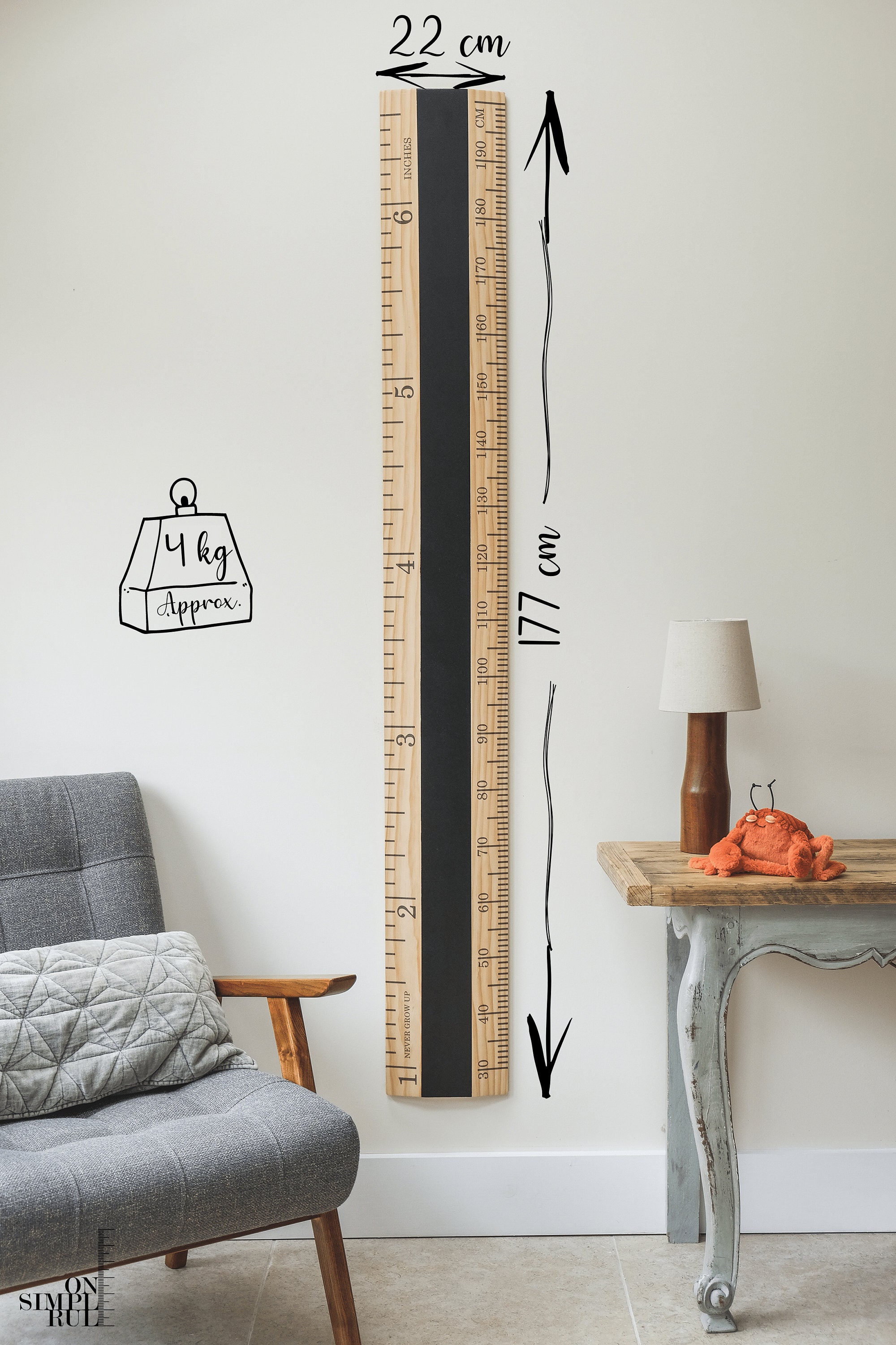 Wooden Chalkboard Height Chart Ruler Natural Finish Etsy UK