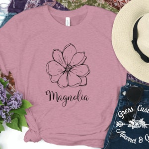 Magnolia Flower T-Shirt, Floral Shirt Design, Mother&#39;s Day Gift, Gift For Mom, Gift For Friend, Wildflower Shirt, Summer Floral Shirt