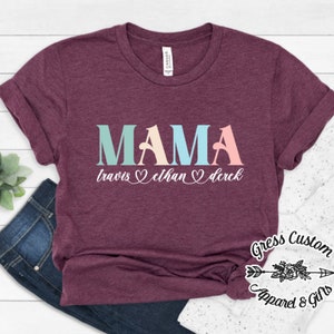 Personalized Mama T-Shirt With Kids Names, Custom Shirt For Mom, Mom Gift From Kids, New Mom Tee, Mother&#39;s Day Shirt
