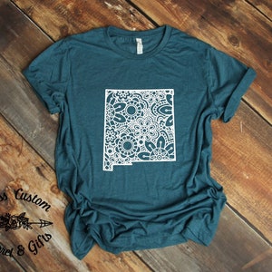 New Mexico T-Shirt, New Mexico Gifts, Southwest Vacation Shirt, NM State Lace Design
