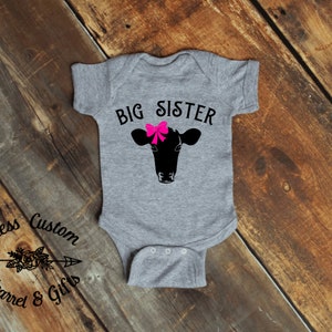 Big Brother (or Sister) Cow Shirt, Customizable Farm Kid Shirt, Infant Bodysuits