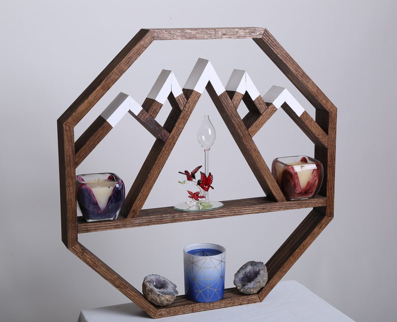 Octagon Mountain Shelf Custom Shelf Wall Decor Souvenir Etsy