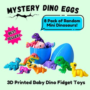 Baby Dinosaur Hatchlings - Large Egg with Surprise Mini Dinos - High Quality 3D Printed Sensory Toy - Cute Articulated Trex - Ready To Ship