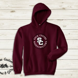 Sauk Centre Mainstreeters Circle Design Hooded Sweatshirt - Youth and Adult Sizes, Streeter School Pride